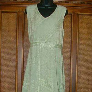 Drapey Rayon Pieced Gypsy Dress Boho NWT Dark Sage